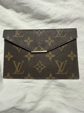 Louis Vuitton Monogram Canvas Envelope Card Holder in Brown and Gold